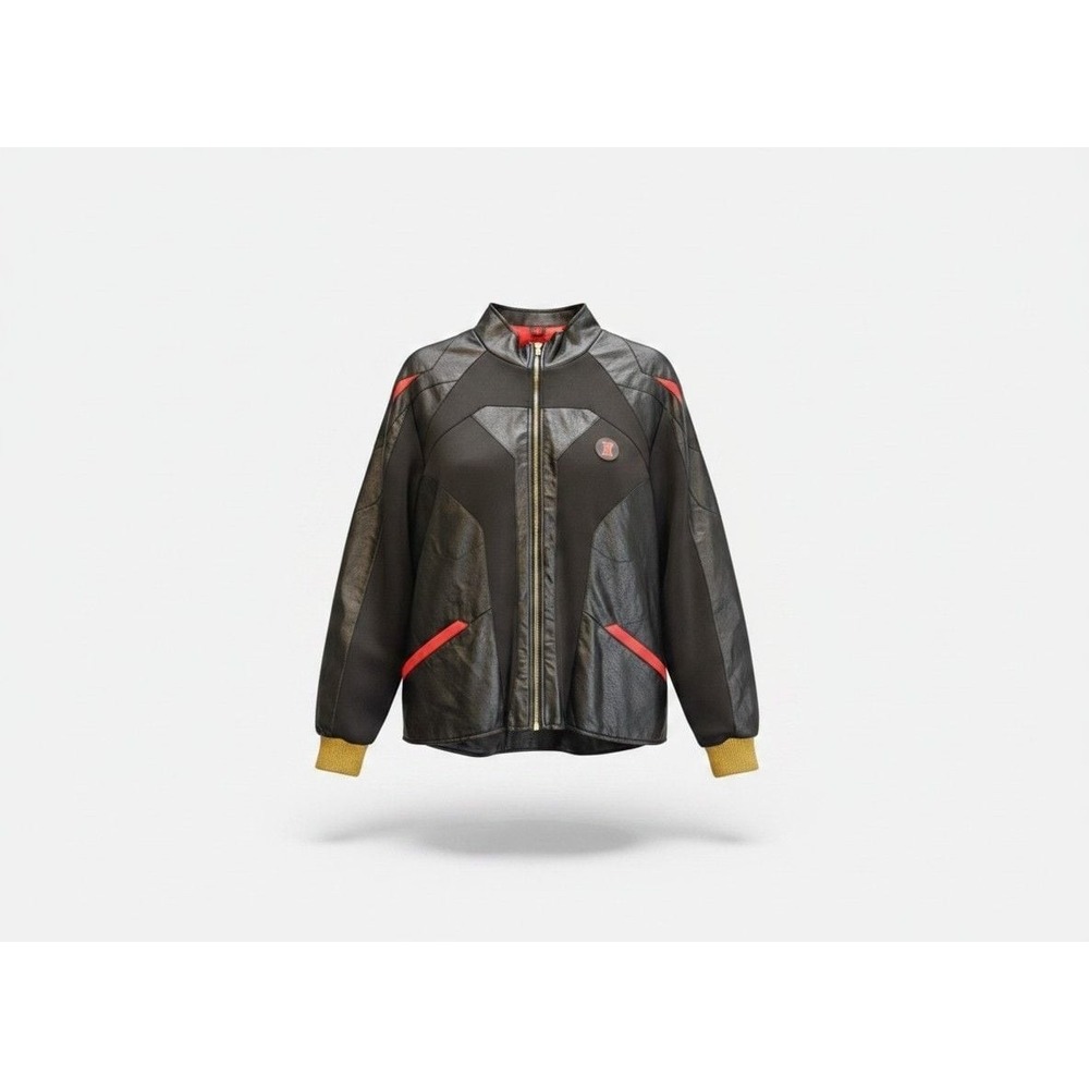 Disney Marvel Black Widow Natasha Romanoff Faux Leather Bomber Jacket